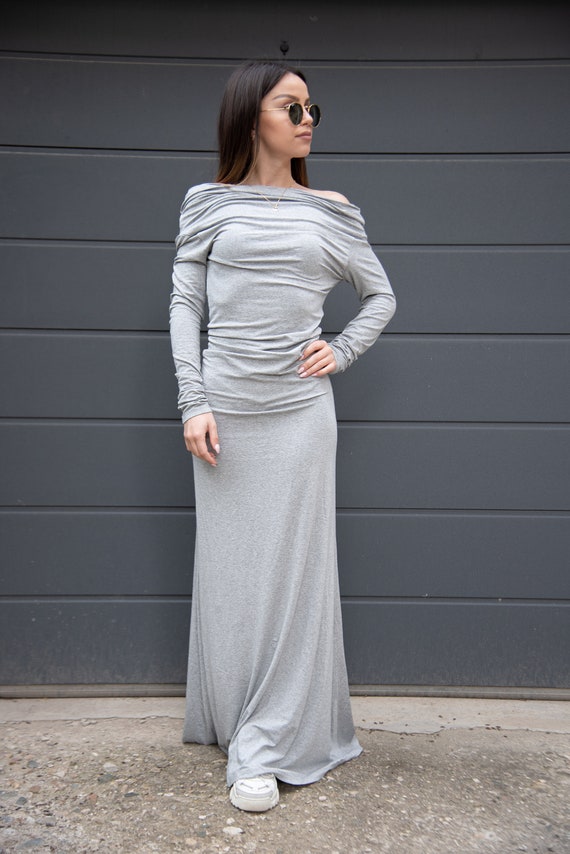 long dress daily wear V-neck Linen Long Sleeve Maxi Dress Women Solid Color With Pockets Soft Lightweight Casual Dress for Daily Outings Work Picnic Relaxing Days Dark Blue
