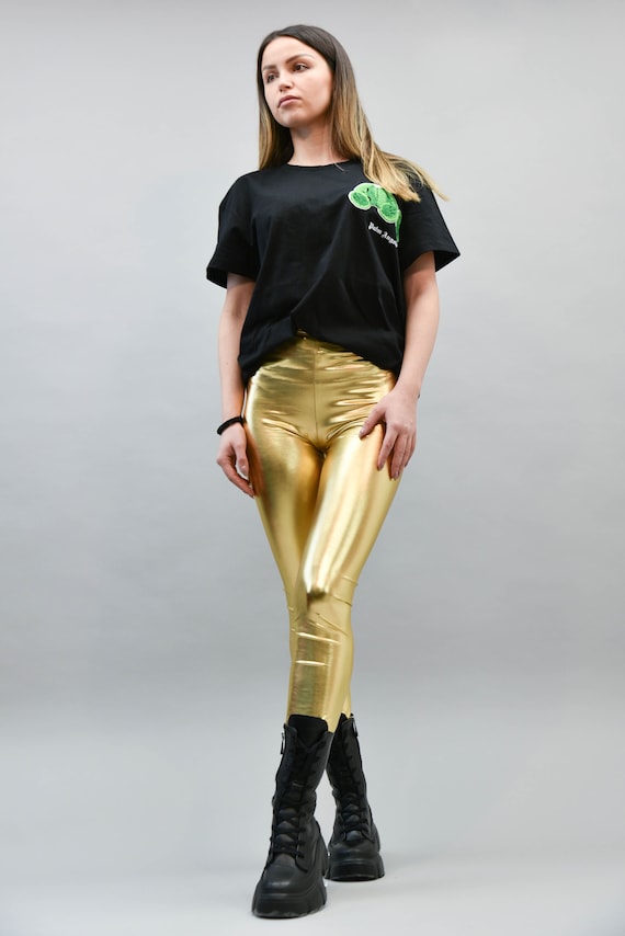 Gold Stretch Pants Metallic Gold Leggings Disco Leggings Handmade Leggings Gold Skinny Pants Extravagant Gold Pants Sparkly Leggings AE140 Etsy Mexico