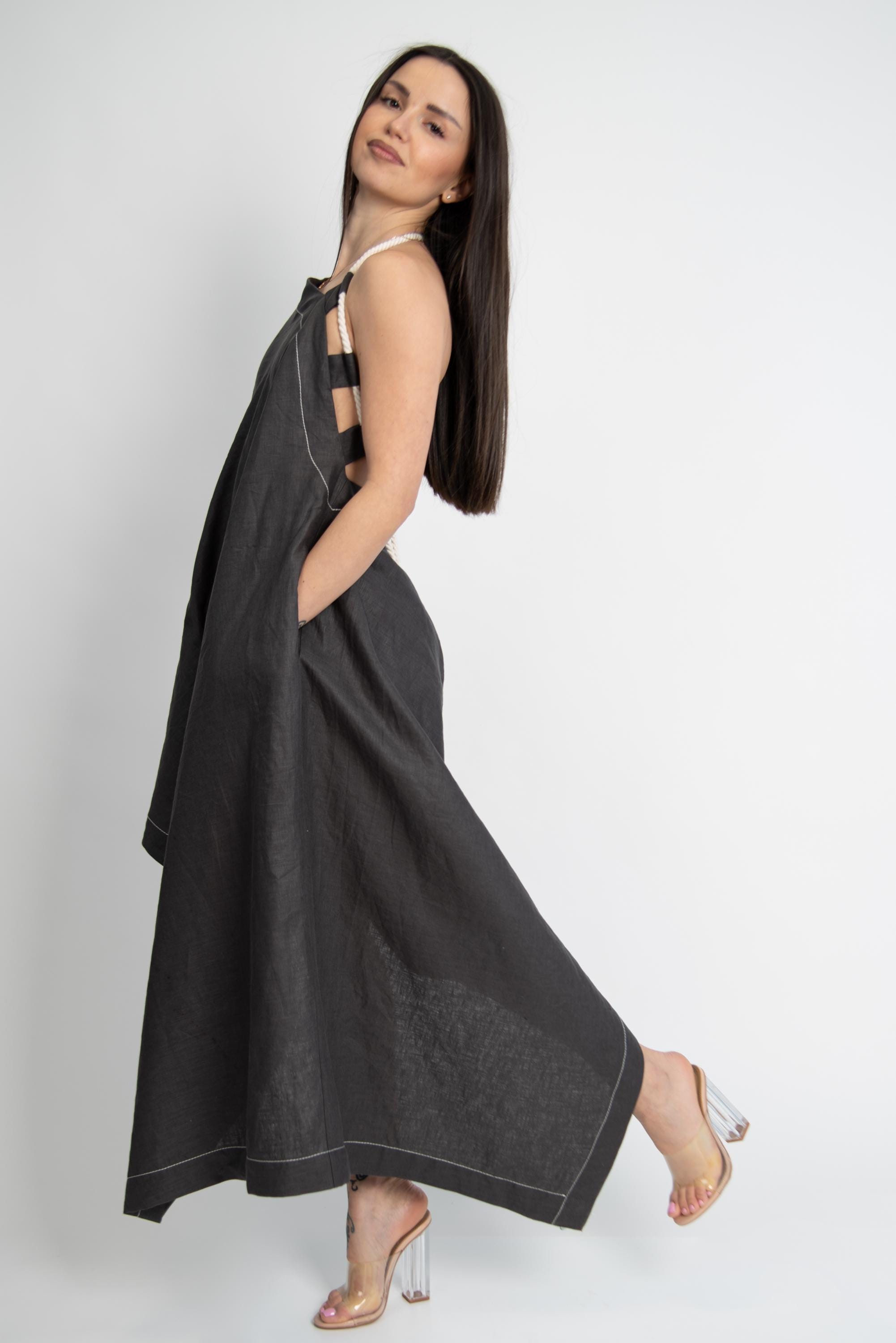 high neck dress backless Shop Ziba Linen Maxi Dress main image 1