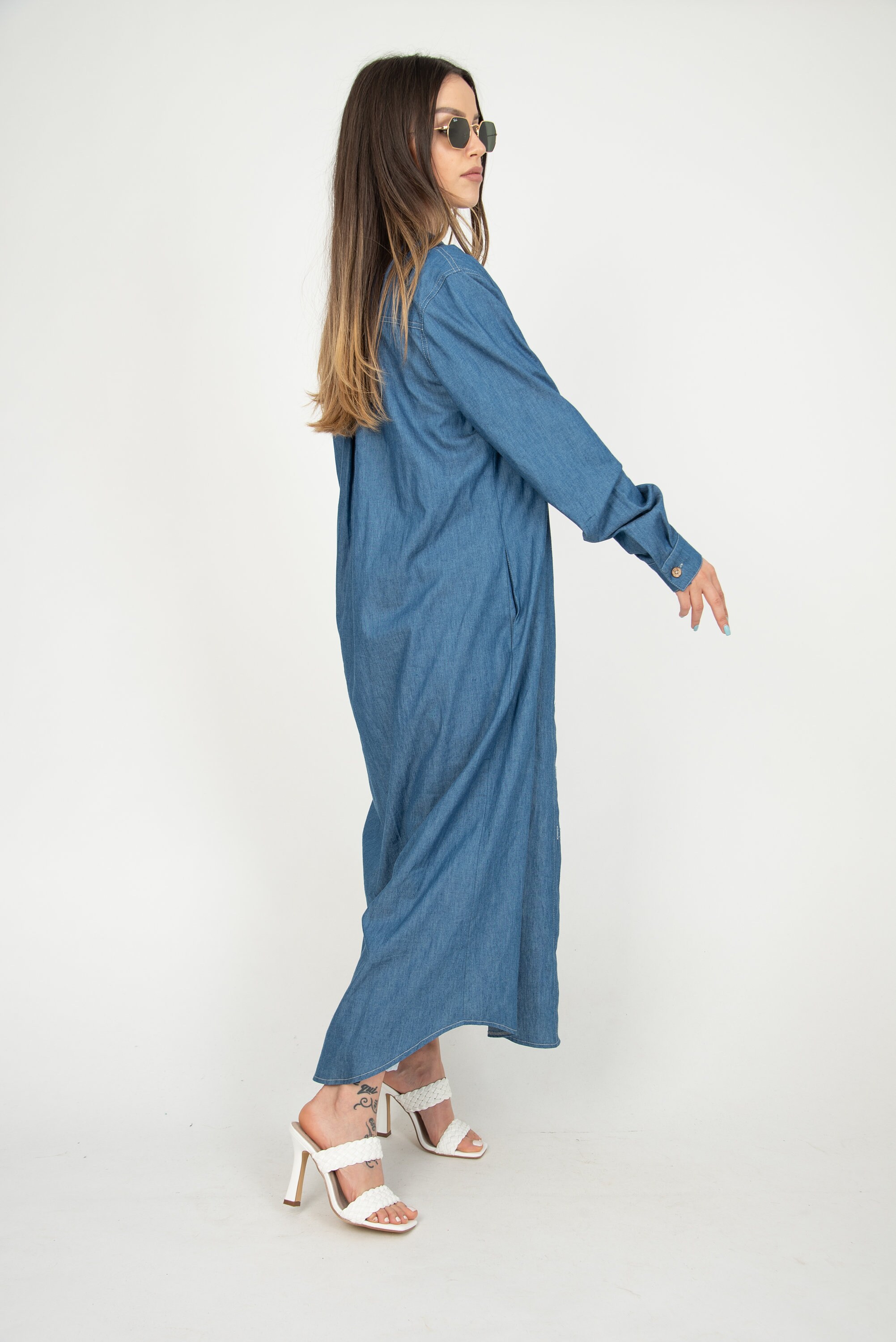 Women's Denim Jacket/long Denim Jacket/shirt Maxi Dress/bohemian Dress/summer  Coat/long Shirt Dress/cotton Summer Dress/denim Dress/ae281 - Etsy