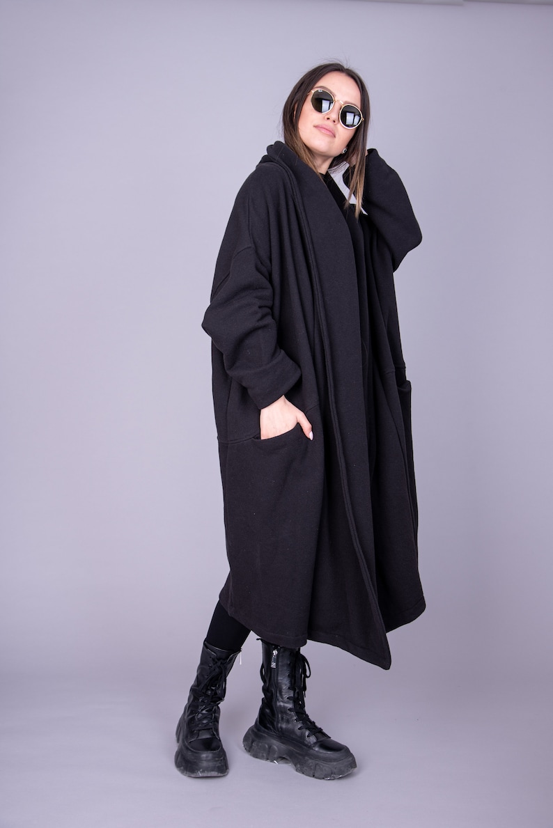 Loose Coat/Streetstyle Jacket/Oversized Coat/Asymmetrical Sweatshirt/Cotton Maxi Jacket/Coat/Blanket Coat/Cute Oversized Sweatshirt/AE205 image 2