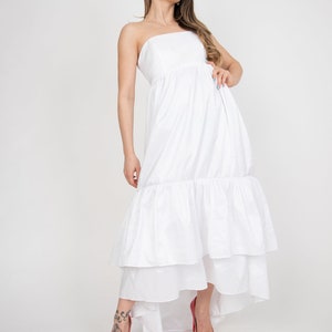 Taffeta Wedding Dress/Ruffle Wedding Dress/Unique Wedding Dress/Fairy Wedding Dress/Cute Wedding Dress/Asymmetric Dress/Bridesmaid/AE270 image 2