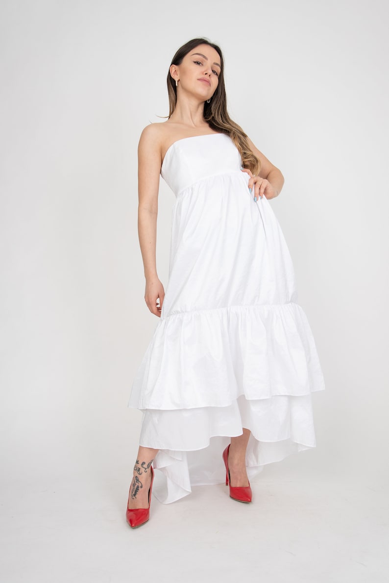 Taffeta Wedding Dress/Ruffle Wedding Dress/Unique Wedding Dress/Fairy Wedding Dress/Cute Wedding Dress/Asymmetric Dress/Bridesmaid/AE270 image 2