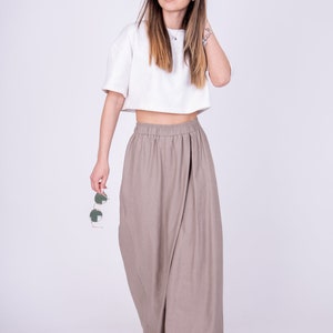 Wide Leg Linen Pants/Linen Palazzo Pants/Handmade Linen Skirt Pants/Cropped Pants/Linen Culottes Pants/Wide Leg Trousers/Linen Clothes/AE194 image 4