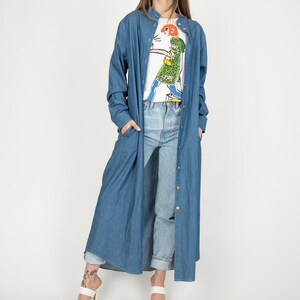 Women's Denim Jacket/Long Denim Jacket/Shirt Maxi Dress/Bohemian Dress/Summer Coat/Long Shirt Dress/Cotton Summer Dress/Denim Dress/AE281 image 9
