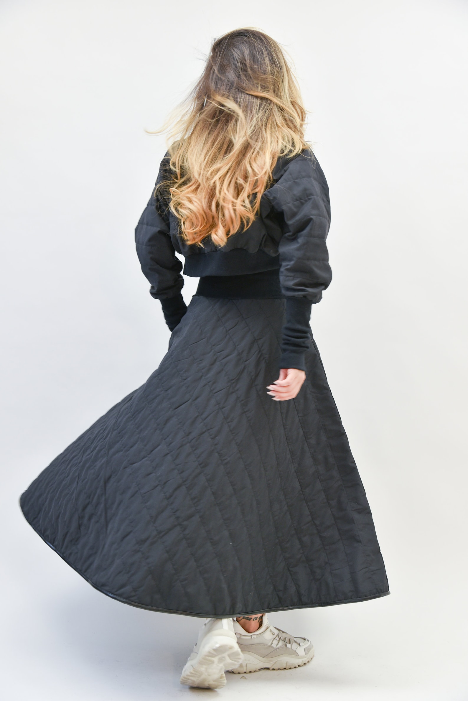Black Quilted Maxi Skirt/everyday Maxi Skirt/long Black Etsy