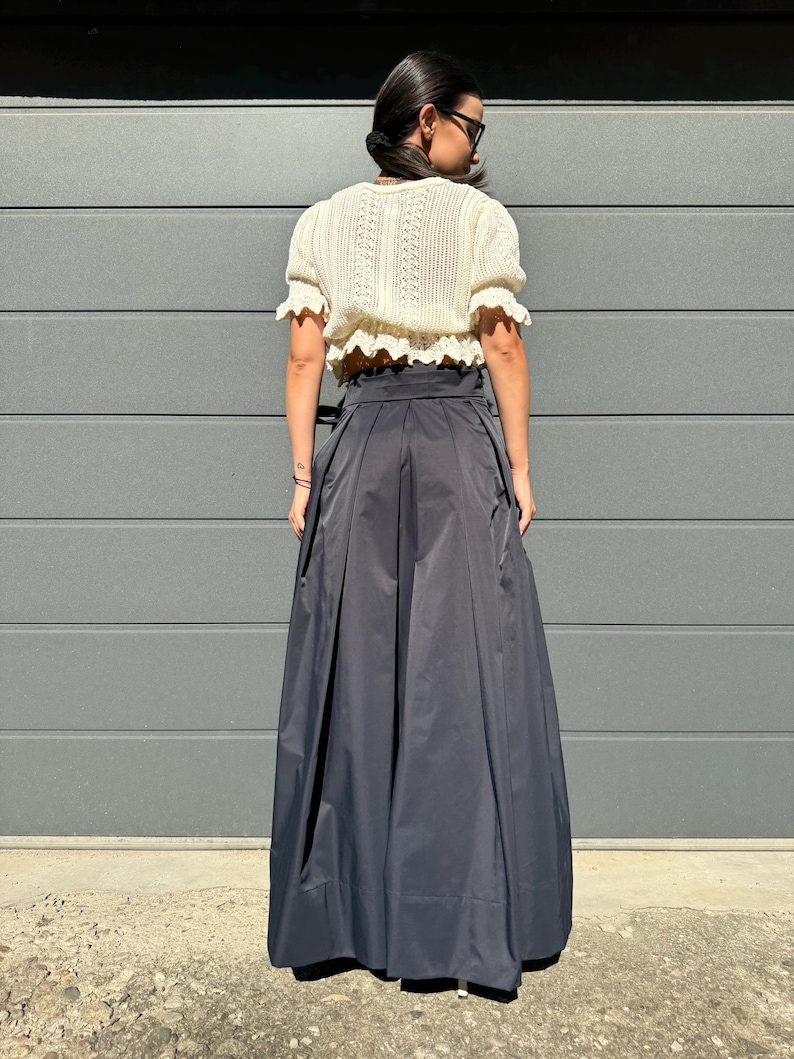 "Taffeta" Maxi Long Pleated Skirt 