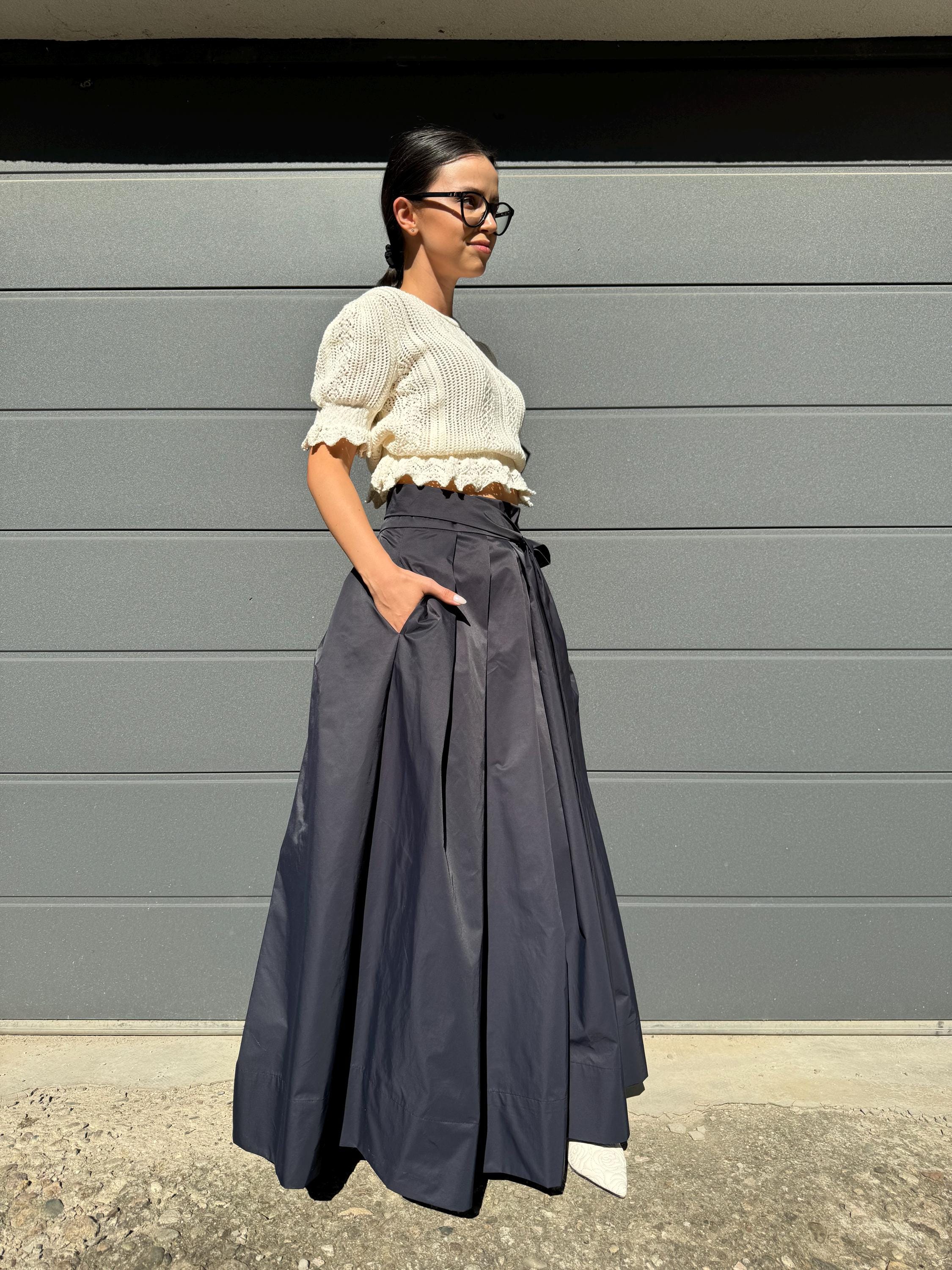 Handmade Taffeta Maxi Skirt: Elegant Pleated Long Skirt - Etsy