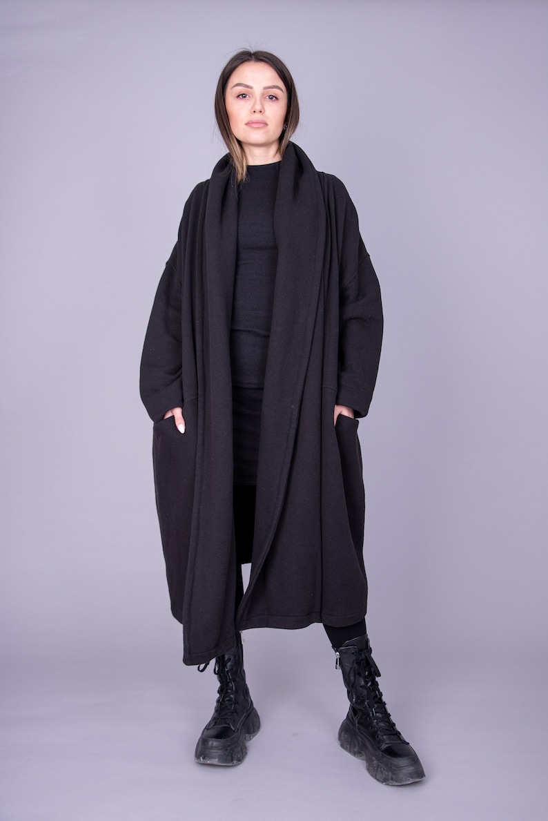 Loose Coat/Streetstyle Jacket/Oversized Coat/Asymmetrical Sweatshirt/Cotton Maxi Jacket/Coat/Blanket Coat/Cute Oversized Sweatshirt/AE205 image 3