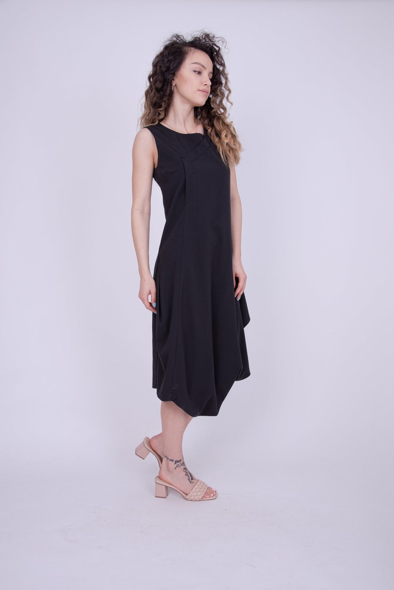 Asymmetric Dress/Halter Dress/Black Loose Dress/Cute Maxi Dress/Tank Dress/Draped Dress/Formal Dress/Wedding Dress Alternative/AE262 image 8