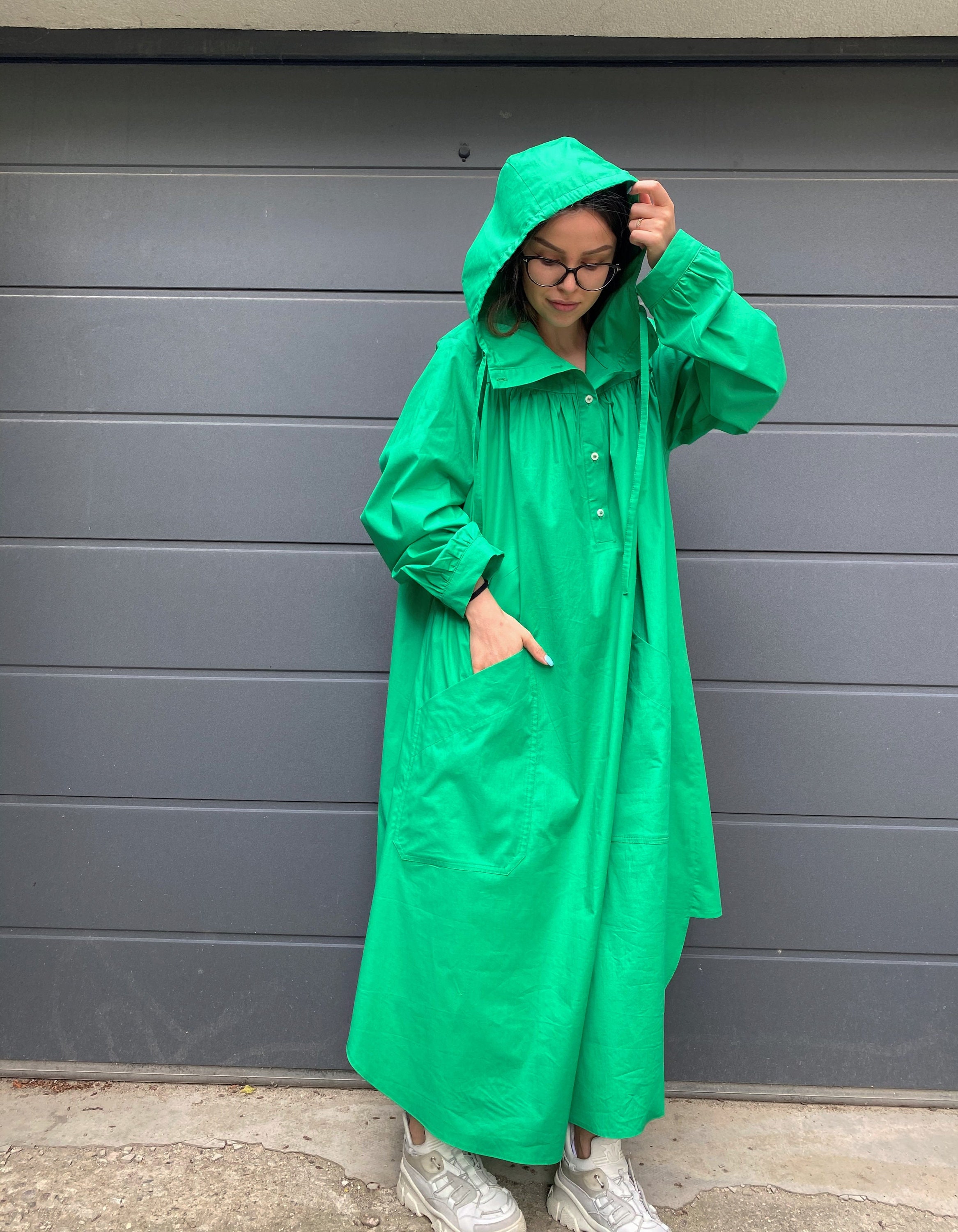 Flora Custom Made Dress/Shirt Maxi Dress/Handmade Organic Cotton Dress/Dress in 27 Colors/Ae305