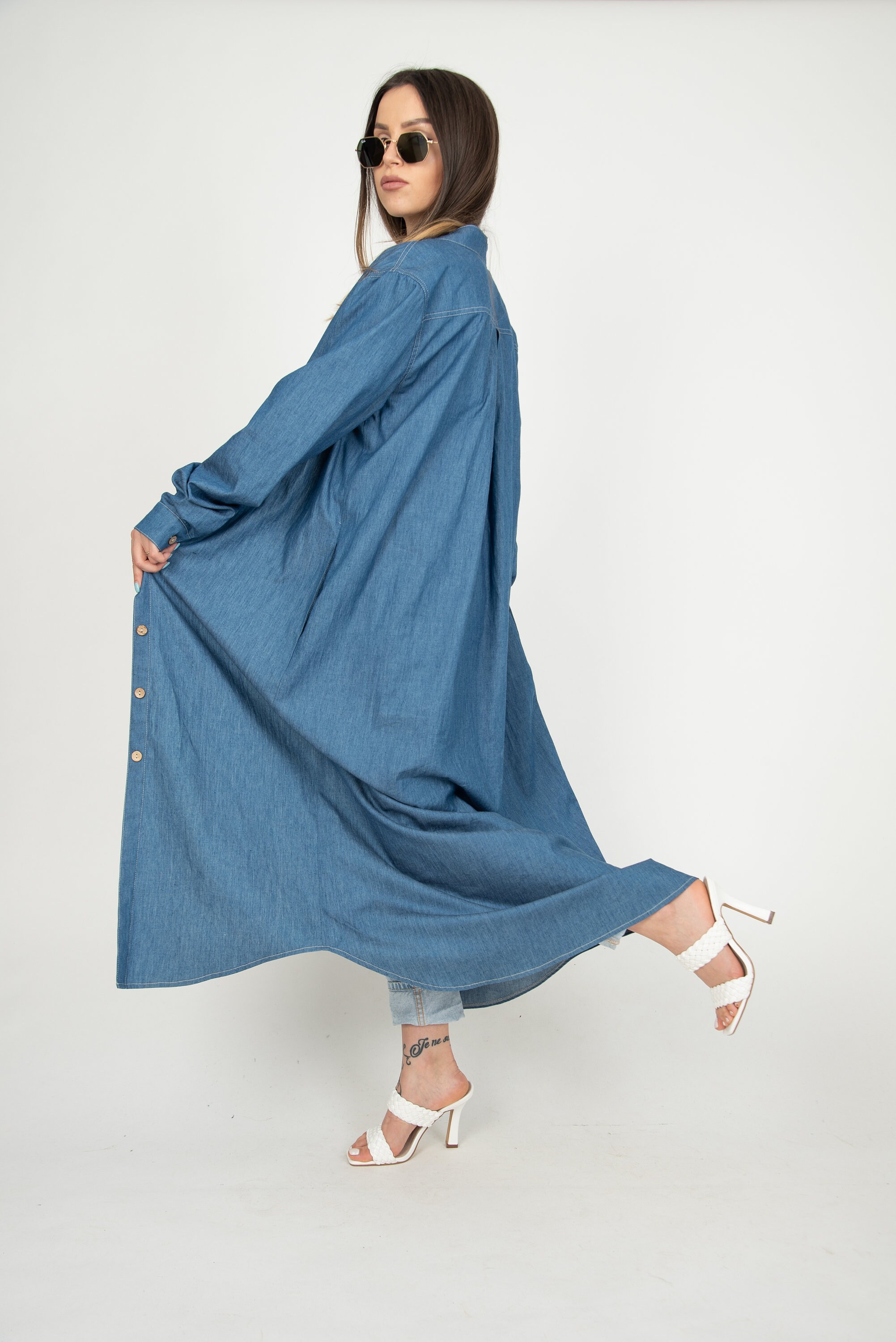 white christmas dresses Denim Oversized Claudia Jacket