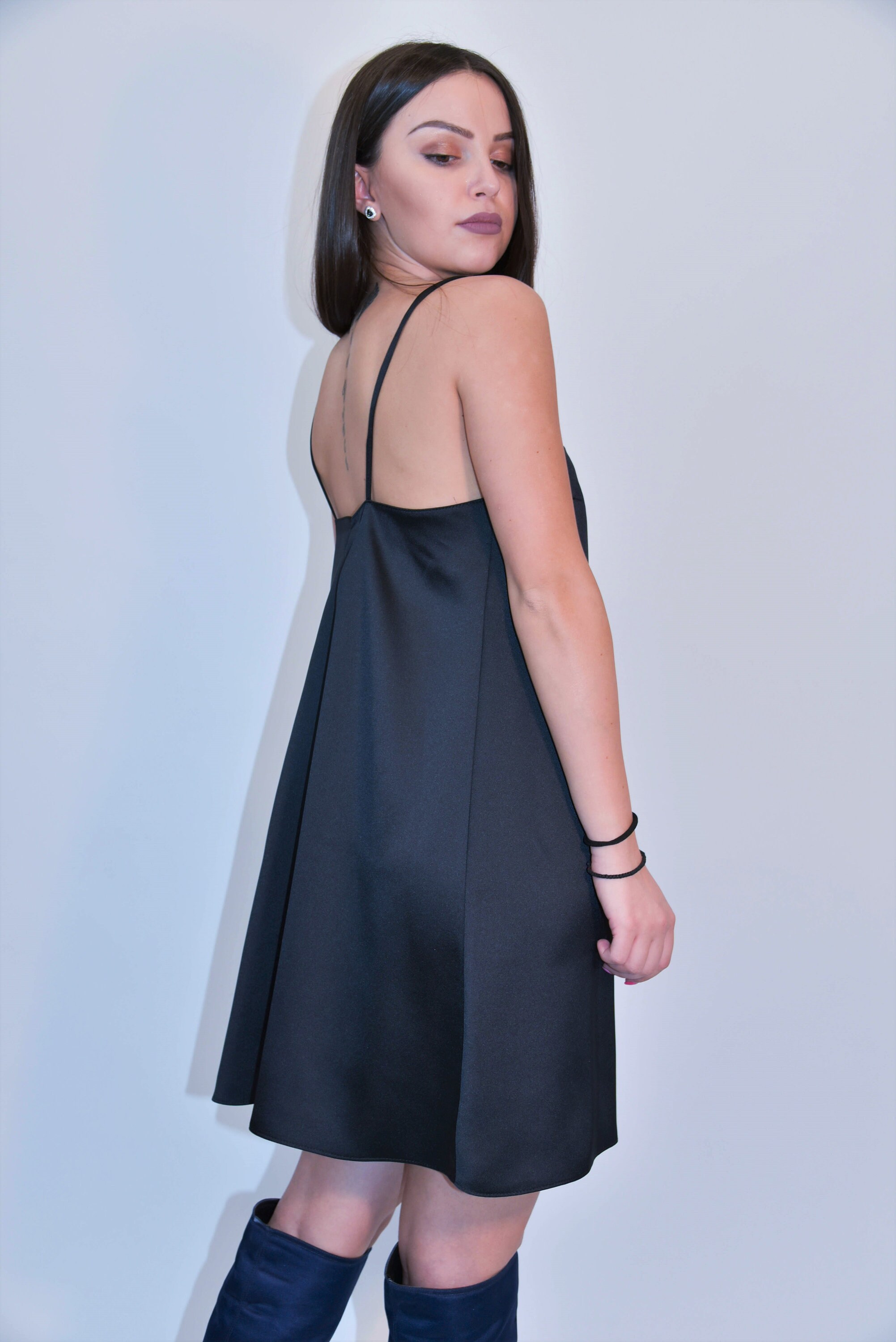 Satin Slip Dress/Short Satin Dress/Black Mini Dress/Satin Etsy