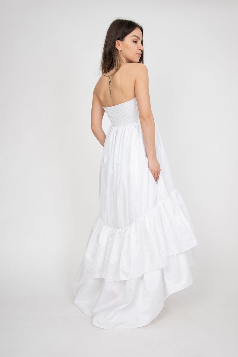 Taffeta Wedding Dress/Ruffle Wedding Dress/Unique Wedding Dress/Fairy Wedding Dress/Cute Wedding Dress/Asymmetric Dress/Bridesmaid/AE270 image 4