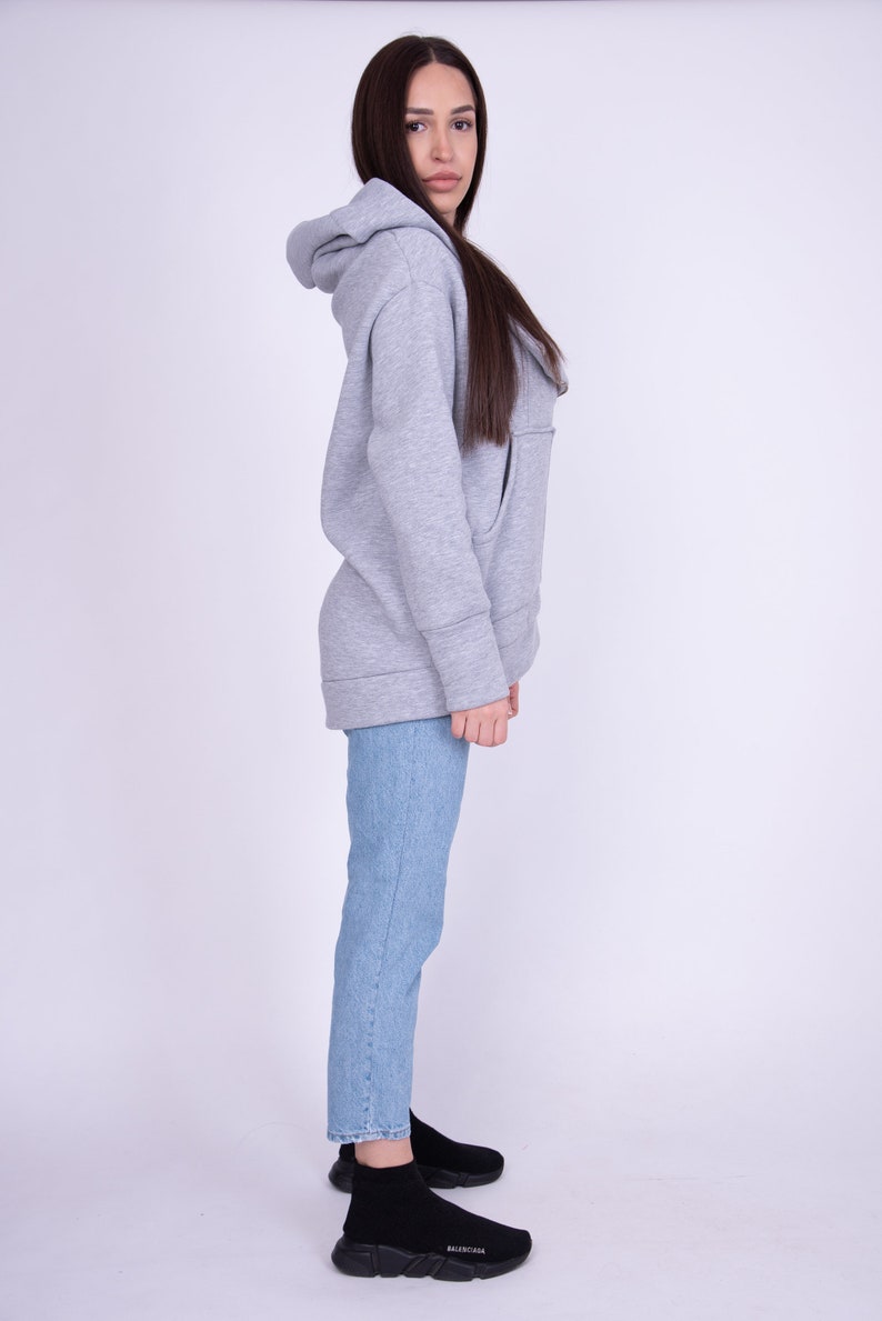 Asymmetrical Hoodie/Trendy Hoodie/Aesthetic Hoodie/Oversized Hoodie/Oversized Sweatshirt/Warm Sweater/Cute Sweatshirt/Handmade Clothes/AE247 image 7