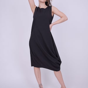 Asymmetric Dress/Halter Dress/Black Loose Dress/Cute Maxi Dress/Tank Dress/Draped Dress/Formal Dress/Wedding Dress Alternative/AE262 image 6