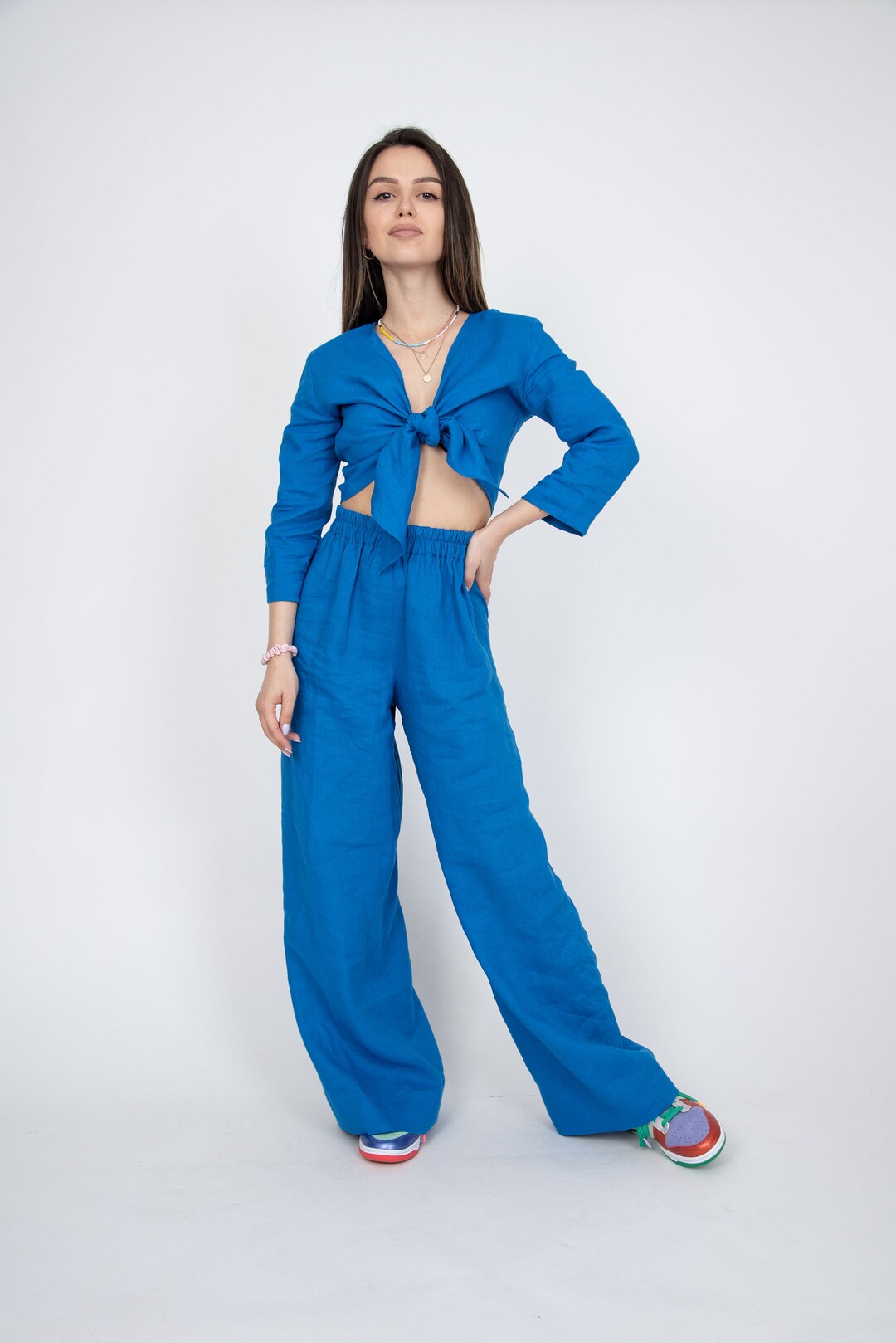 Linen Bottom/linen Trousers/elastic Waist Pants/flax Pants/flowy Pants ...