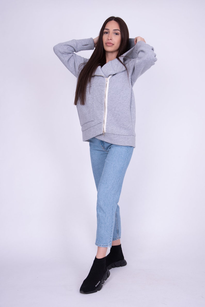 Asymmetrical Hoodie/Trendy Hoodie/Aesthetic Hoodie/Oversized Hoodie/Oversized Sweatshirt/Warm Sweater/Cute Sweatshirt/Handmade Clothes/AE247 image 5