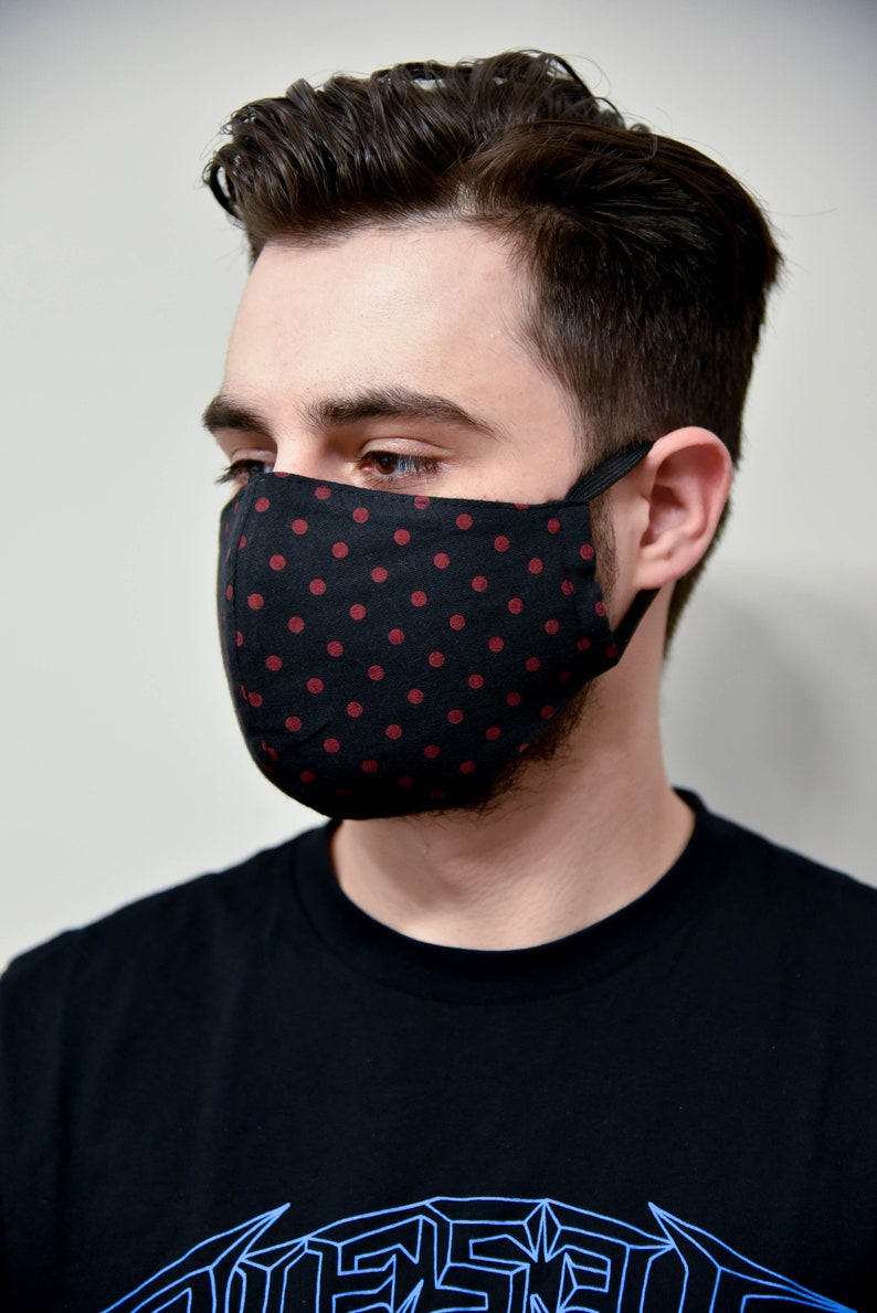 Dotted Red Black Face Mask/Washable Mask/Reusable Mask/Travel | Etsy