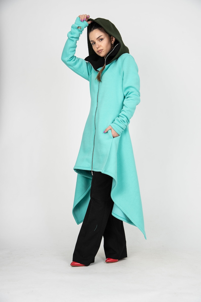 Cute Oversize Sweatshirt/Colorful Oversized Coat/Loose Coat/Asymmetrical Sweatshirt/Warm Winter Jacket/Blanket Coat/Streetstyle Jacket/AE371 image 3