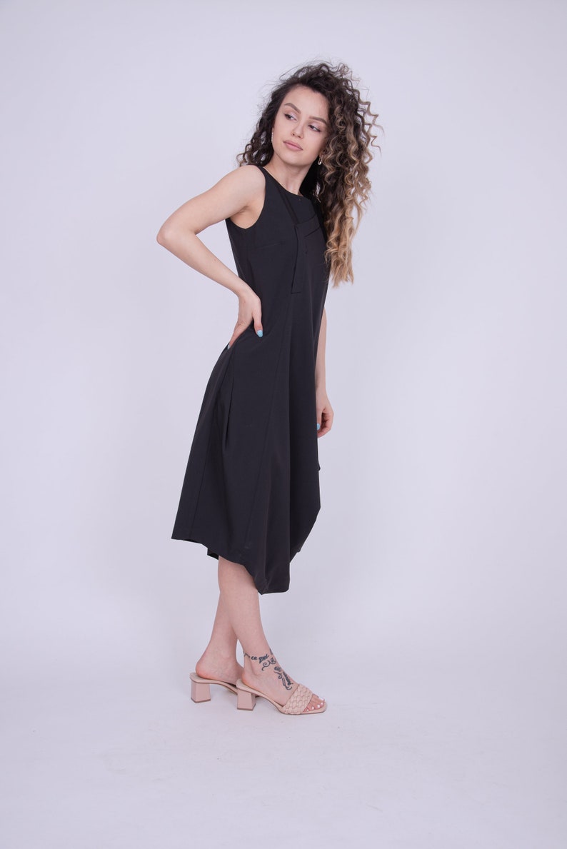 Asymmetric Dress/Halter Dress/Black Loose Dress/Cute Maxi Dress/Tank Dress/Draped Dress/Formal Dress/Wedding Dress Alternative/AE262 image 5