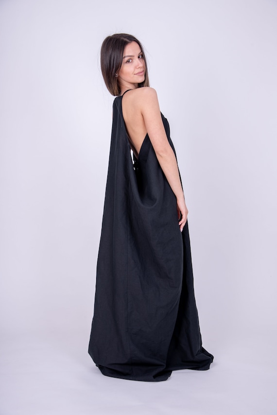 Linen Maxi Dress/kaftan Maxi Dress/flax Dress/loose Linen Dress/full Length  Dress/linen Caftan/beach Kaftan/linen Robe/open Back Dress/ae190 - Etsy