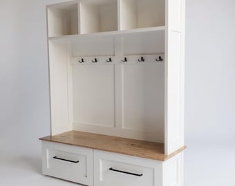 Hall Tree with Bench | Mudroom Organizer| Locker | Halltree