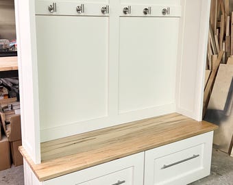 Mudroom bench with optional topper