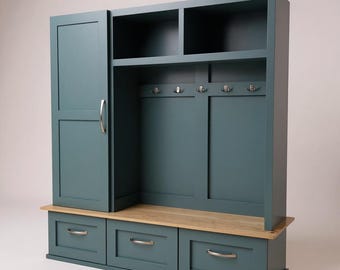 Hall Tree Cabinet, Storage Locker, Entryway Storage Bench