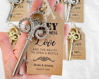 Personalized Key Bottle Opener, Rustic Wedding Favors in Bulk