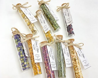 Personalized Herbal Tea Baby Shower Favors, Glass Tube Favors
