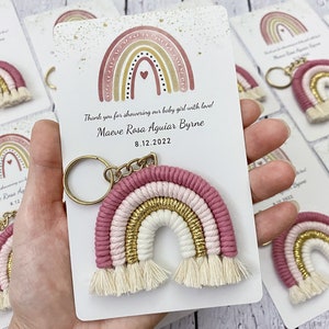 Macrame Rainbow Keychain Favors, Baby Shower Magnet Favors, Mini Tiny Rainbow Keychain Baptism Favors