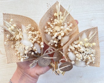 Mini bouquet di fiori secchi, bomboniere rustiche in stile boho per matrimoni, regali decorativi naturali