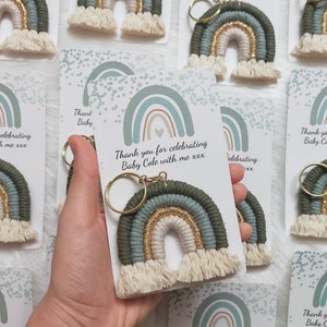 Macrame Rainbow Keychain Favors, Baby Shower Magnet Favors, Mini Tiny Rainbow Keychain Baptism Favors