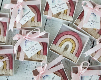 Macrame Rainbow Keychain, Baby Shower Magnet Favors