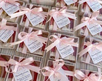 Macrame Rainbow Keychain Favors, Baby Shower Magnet Gift