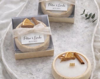 Personalized Wooden Candle Favors – Boho Baby Shower Keepsake, Botanical Decor