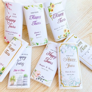 Wedding tissues for your happy tears, personalized tissue wedding favors, custom wedding ceremony gift