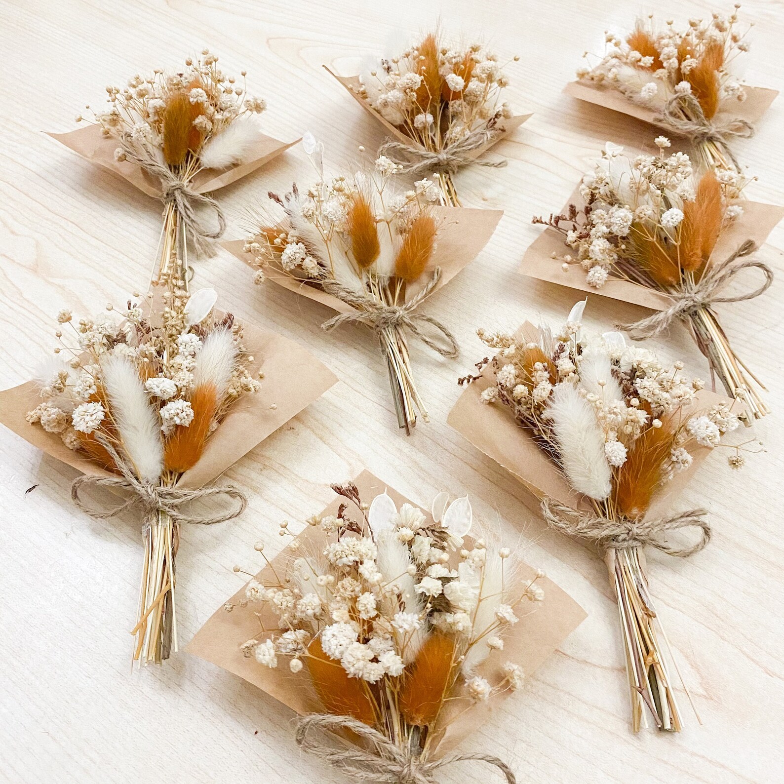 Mini dried flowers bouquets wedding favors for guest rustic Etsy