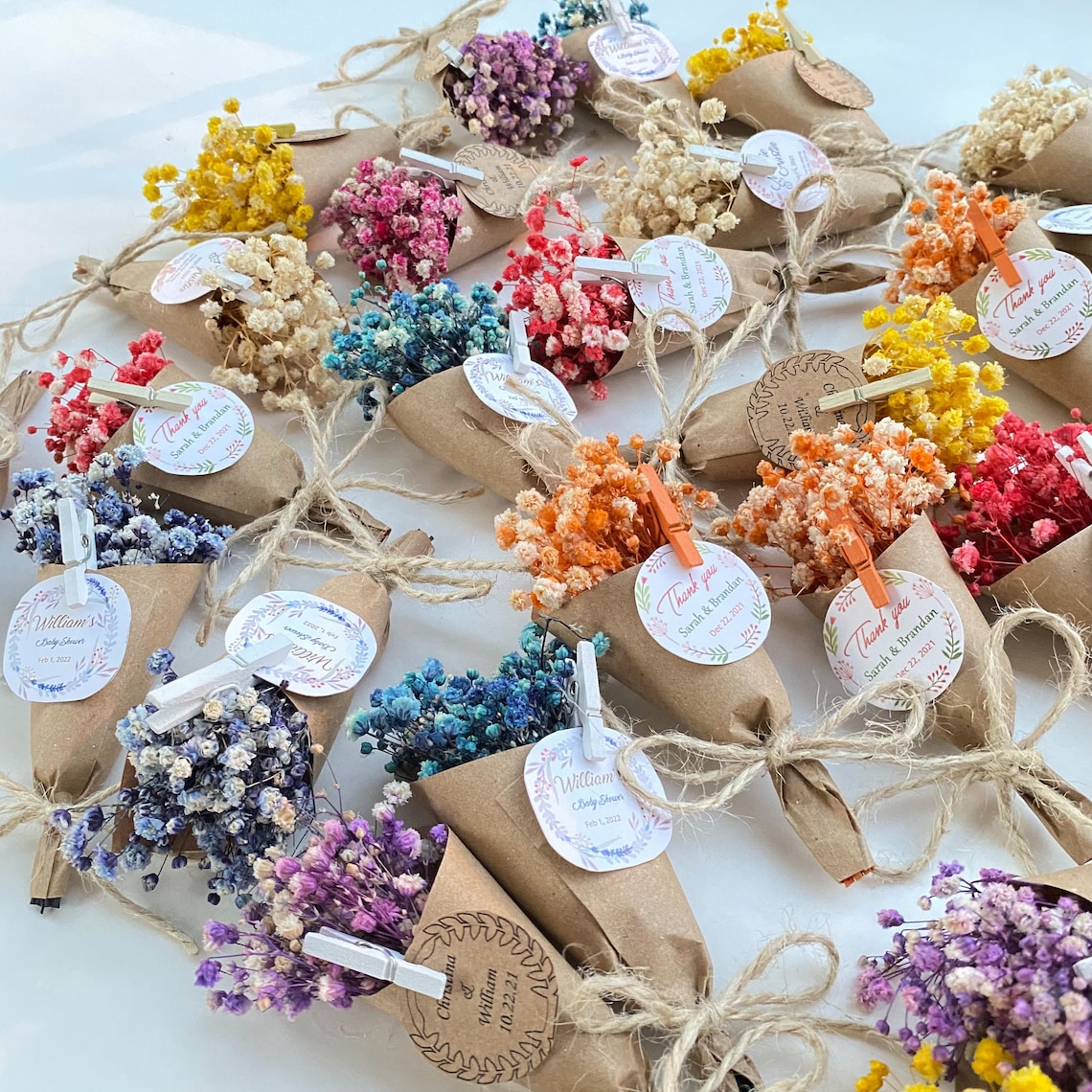 Mini dried flowers bouquets wedding favors for guest rustic Etsy