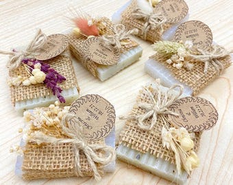 Personalized Boho Soap Favor, Baby Shower Baptism Gift, Dried Floral Accent