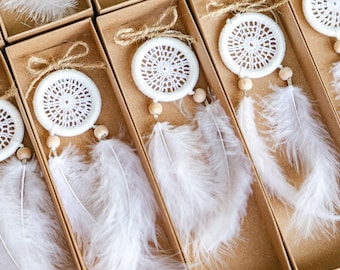 Dreamcatcher Keychain Favors, Baptism Christening Gift, Personalized
