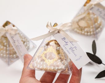 Pearl Tasbeeh Rosary Favors, Islamic Eid Gift in Pyramid Box