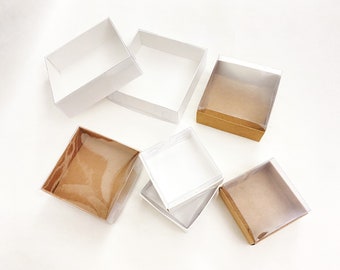 Clear Lid Favor Boxes. Transparent Acetate Favors Box, Engagement Gift Box, Kraft Favor Box, Party Favor Box