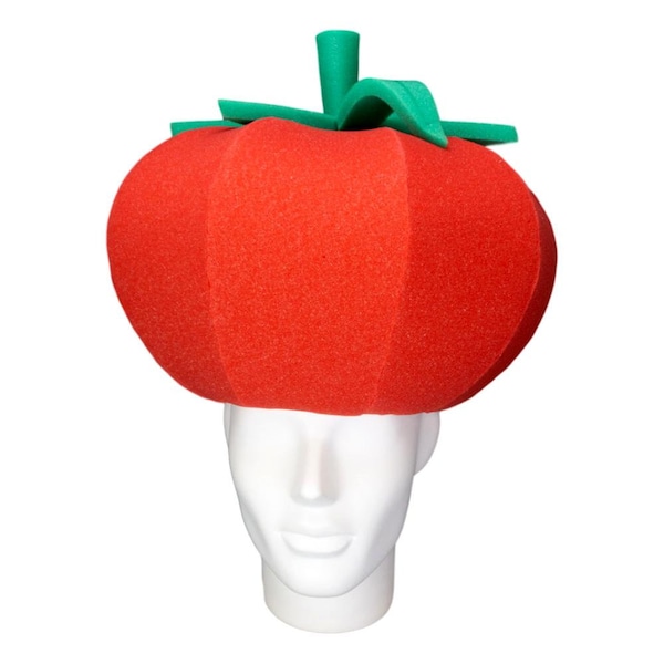 Chapeaux de fête en mousse Chapeau de tomate - Chapeau de fête à la tomate - Chapeau cadeau végétalien - Chapeau de fête végétarien - Chapeau de nourriture drôle - Chapeau cadeau d’amateur de nourriture - Chapeau de fête alimentaire