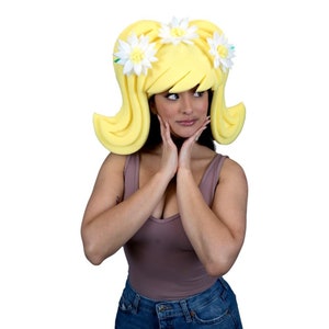 Foam Party Hats Simple Wig with Daisies - Cosplay Wigs - Drag Queen Wig - Blonde Wig - Party Favors - Party Wig - Birthday Gift