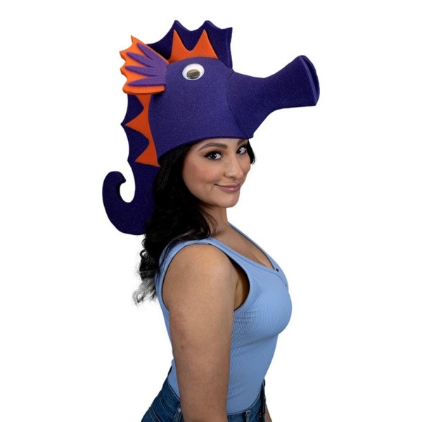 Chapeaux de fête en mousse Chapeau d’hippocampe - Chapeau d’hippocampe fait à la main - Chapeau d’art d’hippocampe - Cadeau de fête nautique - Chapeau de fête de plage - Chapeau d’hippocampe Adultes et enfants