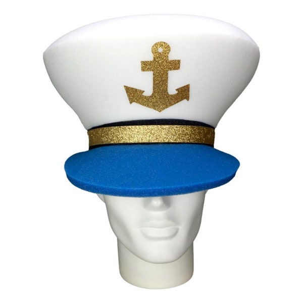 Foam Party Hats Captain Hat - Ocean Party Hat - Beach Decor Hat - Nautical Party Hat - Captain Hat for Kids and Men - Photo Booth Props