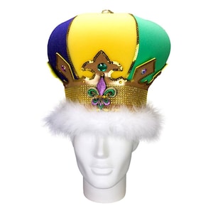 Mardi Gras King Crown - Mardi Gras Outfit Hat - New Orleans Party Hat - Carnival Costume Hat - Festival Outfit Hat - Mardi Gras Dress Hat