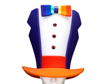 Foam Party Hats: Pride Tuxedo Hat - Gay Pride Hat - LGBTQ Clothing Hat - LGBTQ Accessory Hat - LGBTQ Crazy Hat -Hora Loca Hat -Novelty hat
